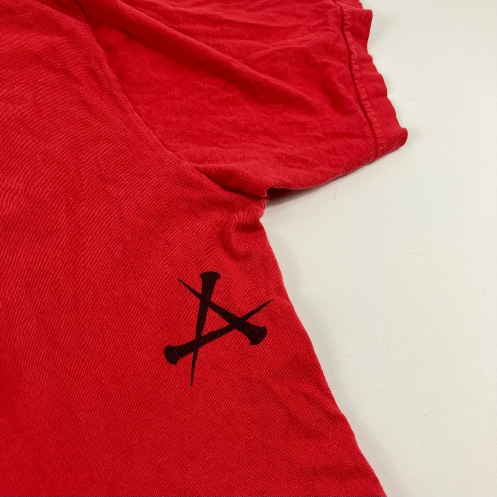 Affliction Oversized Red Graphic Skull Tee with Back Cutouts - Picture 5 of 9